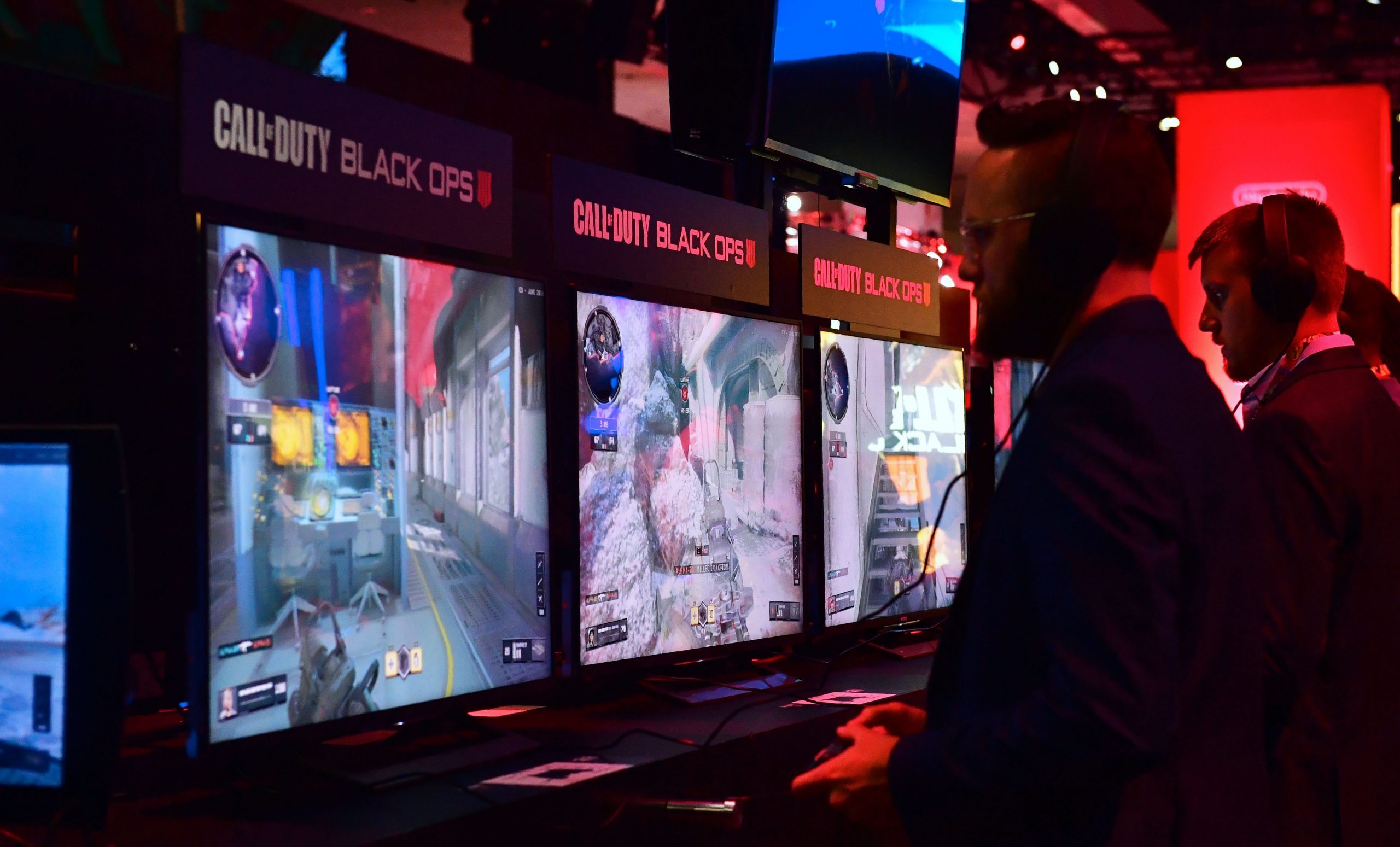 Gamers play the game Call of Duty: Black Ops at E3 2018, (Photo courtesy of Getty Images)