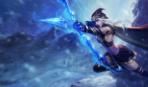 Ashe is one of the weaker champions defensively, but her long auto attack range is a benefit to newer players (Image via Riot Games)