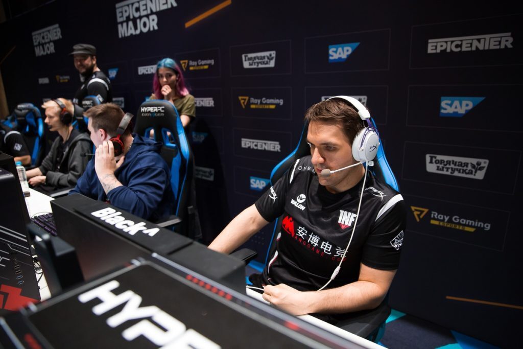 Black^ and the rest of Infamous head home after Alliance defeats them at the Dota 2 EPICENTER Major. (Image via EPICENTER)