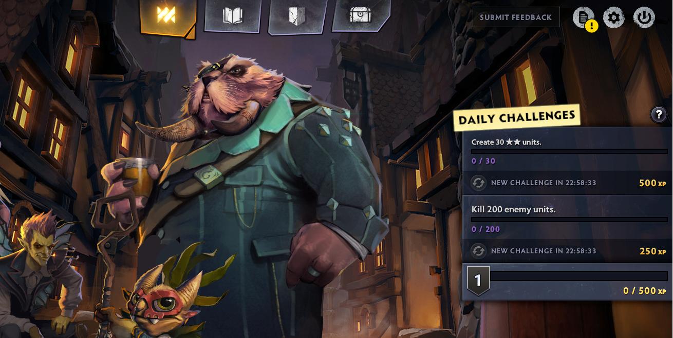 Just a few of the large variety of daily challenges offered in Dota Underlords.