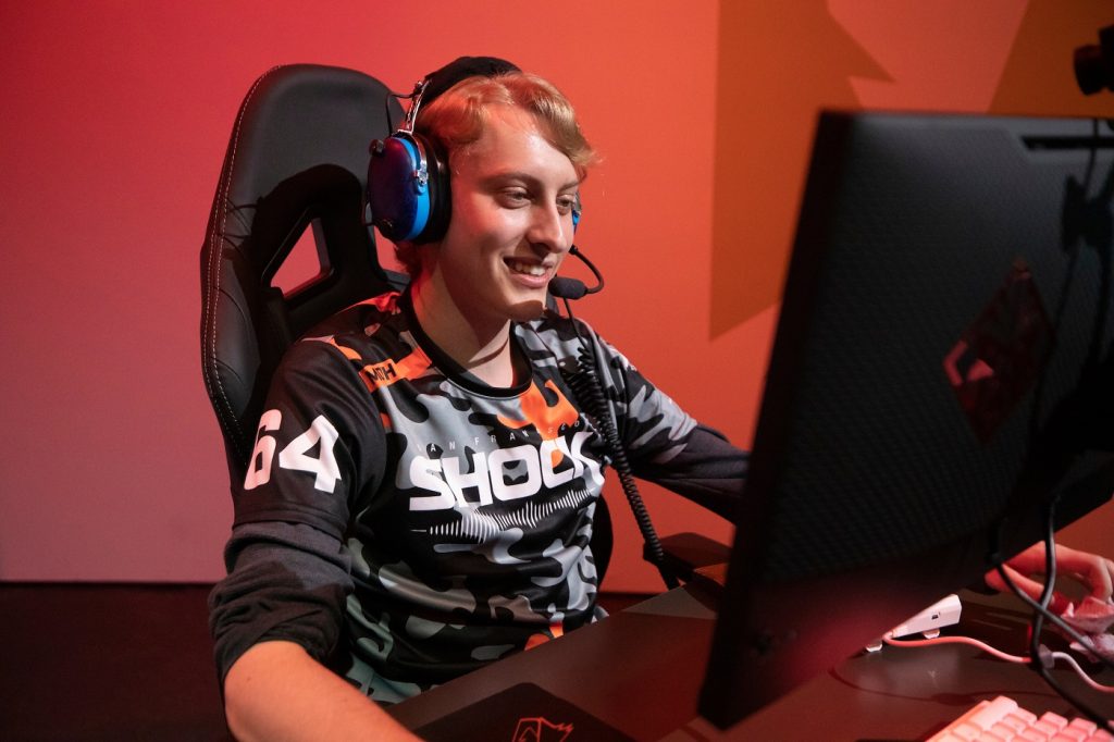 Moth smiling while playing for the San Francisco Shock
