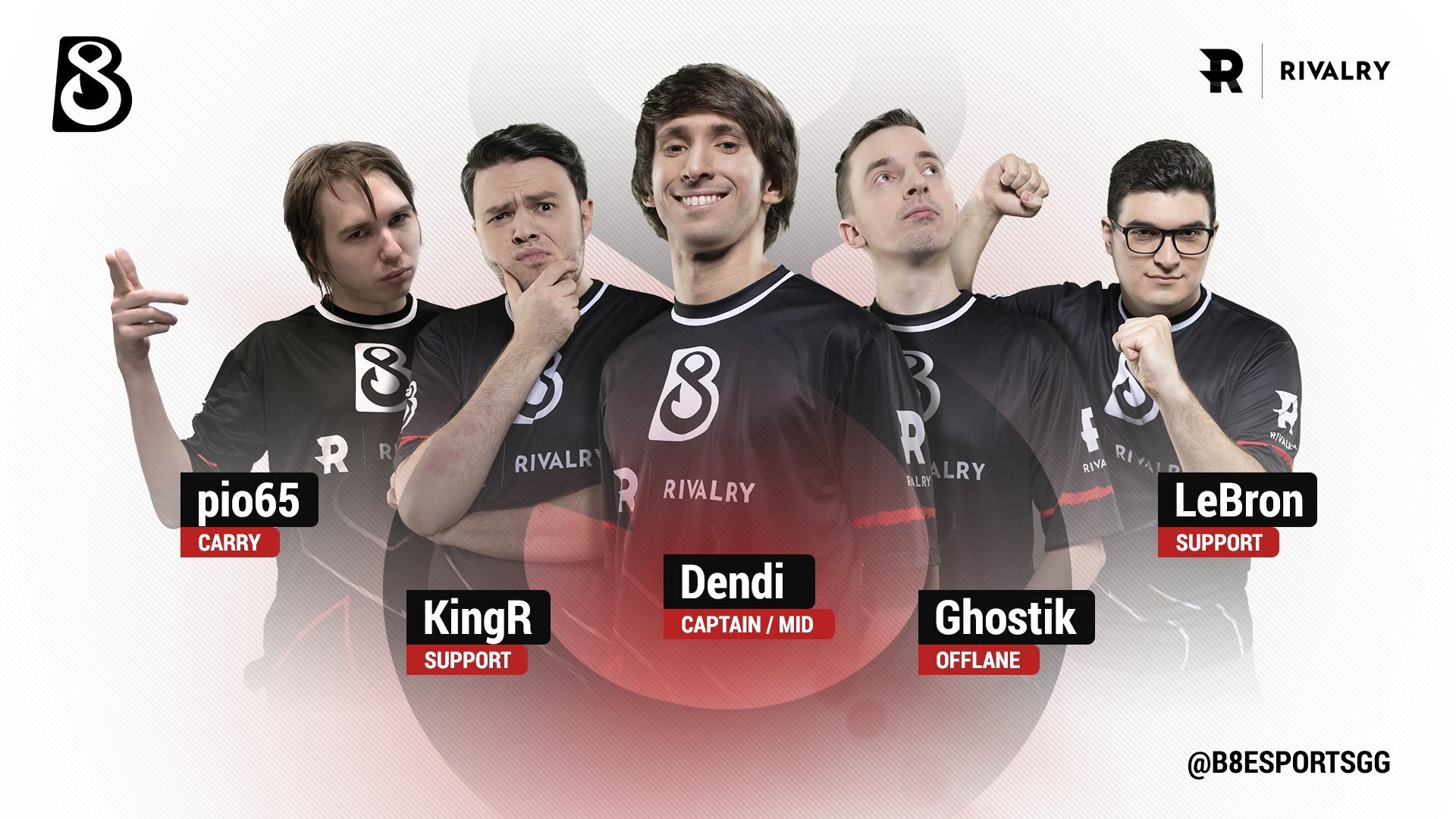 There’s a few familiar faces besides Dendi on B8’s newly announced roster (Image via B8)