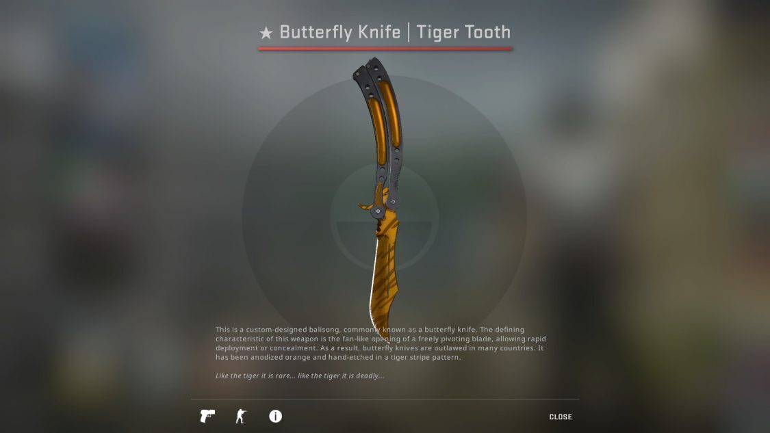 tiger tooth butterfly knife csgo