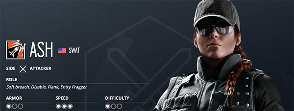 With low armor and high speed, Ash is a great operator for entry fraggers (Image via Ubisoft)