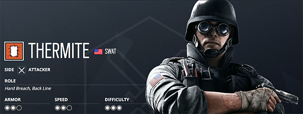 To better understand how to breach and attack objectives, Thermite is a key operator for players (Image via Ubisoft)