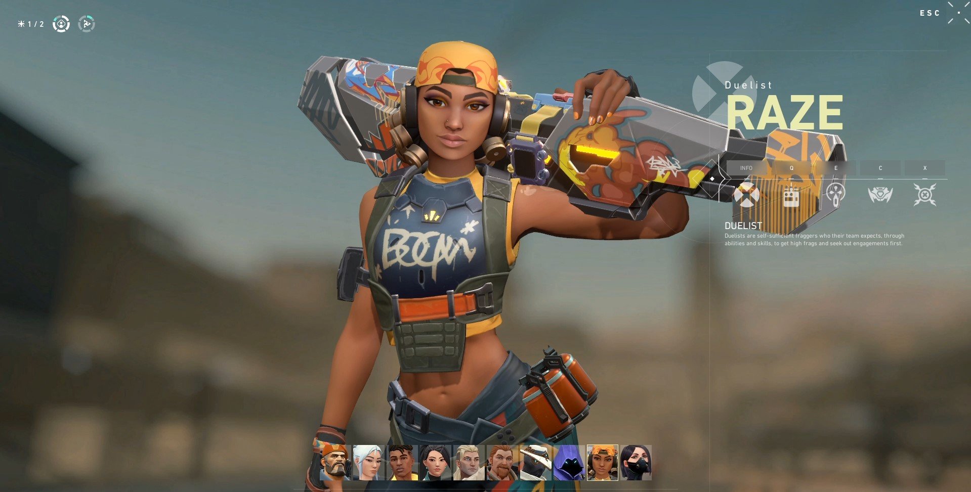 Valorant RAZE select screen