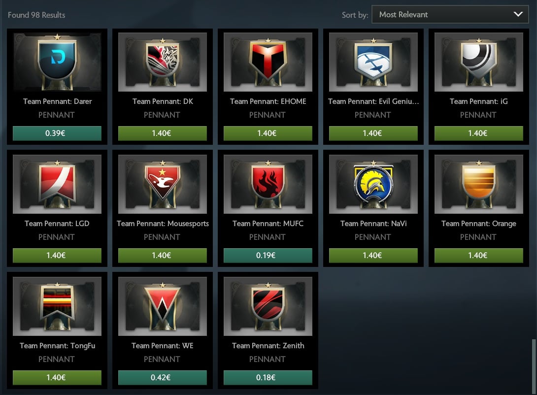 Pennants were previously purchasable at TI to show support for your team.