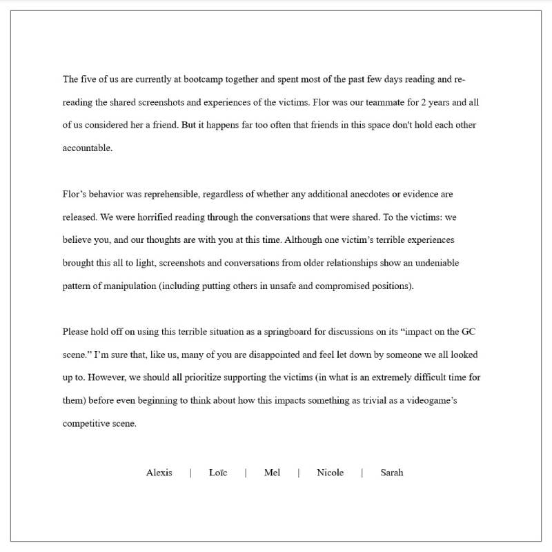 SR statement on florescent