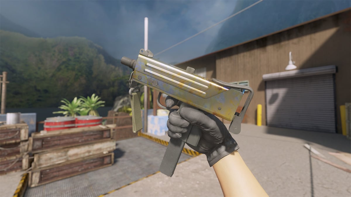 MAC-10 Case Hardened Gold Gem Pattern 87