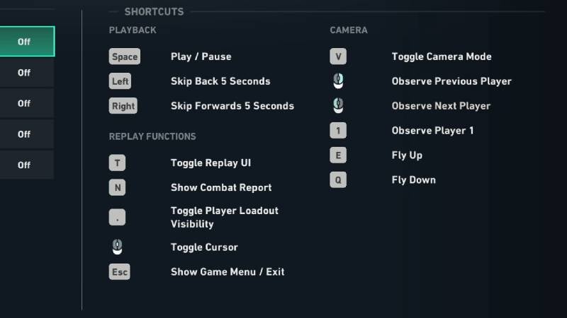 VALORANT replay system keybinds