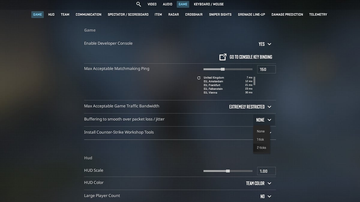 CS2 packet loss fix setting