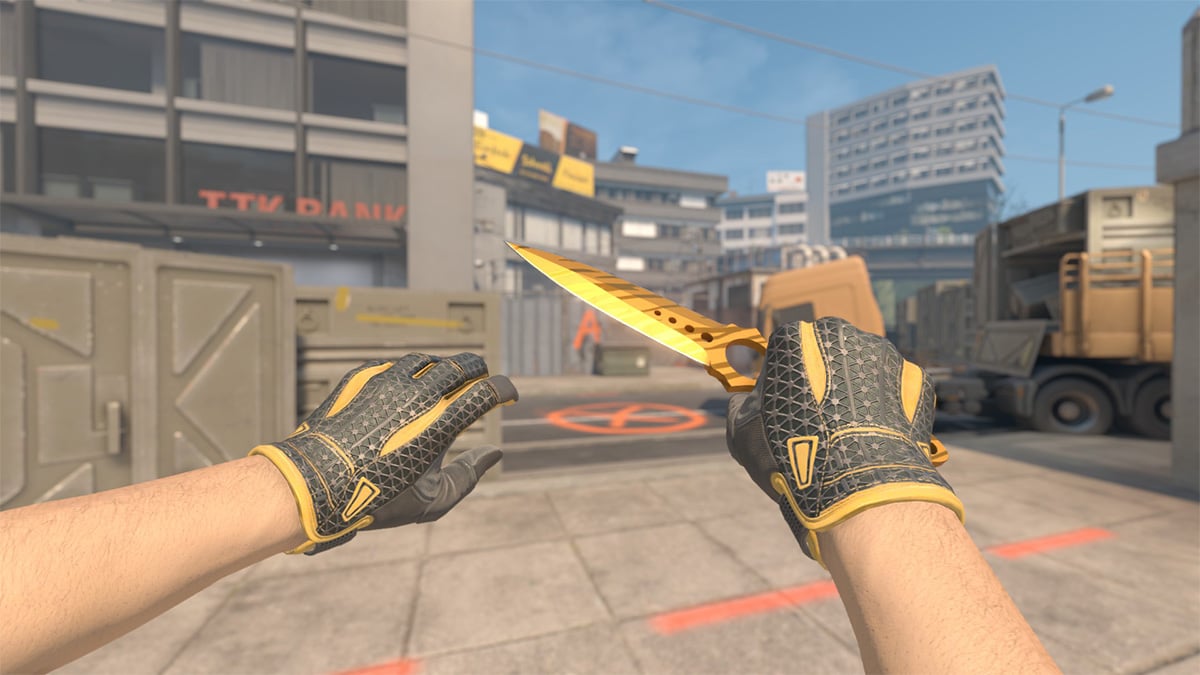 Skeleton Knife Tiger Tooth + Sport Gloves Omega (Gold CS2 Loadout)