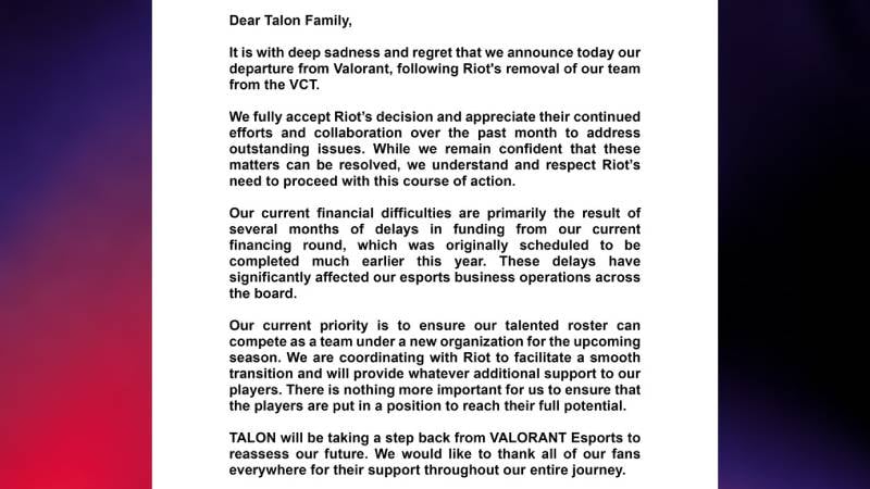 Talon statement