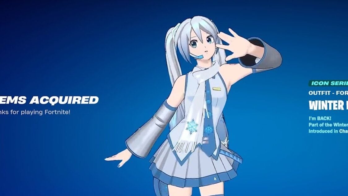 Winter Miku Fortnite Skin Shown Off in Winterfest Trailer