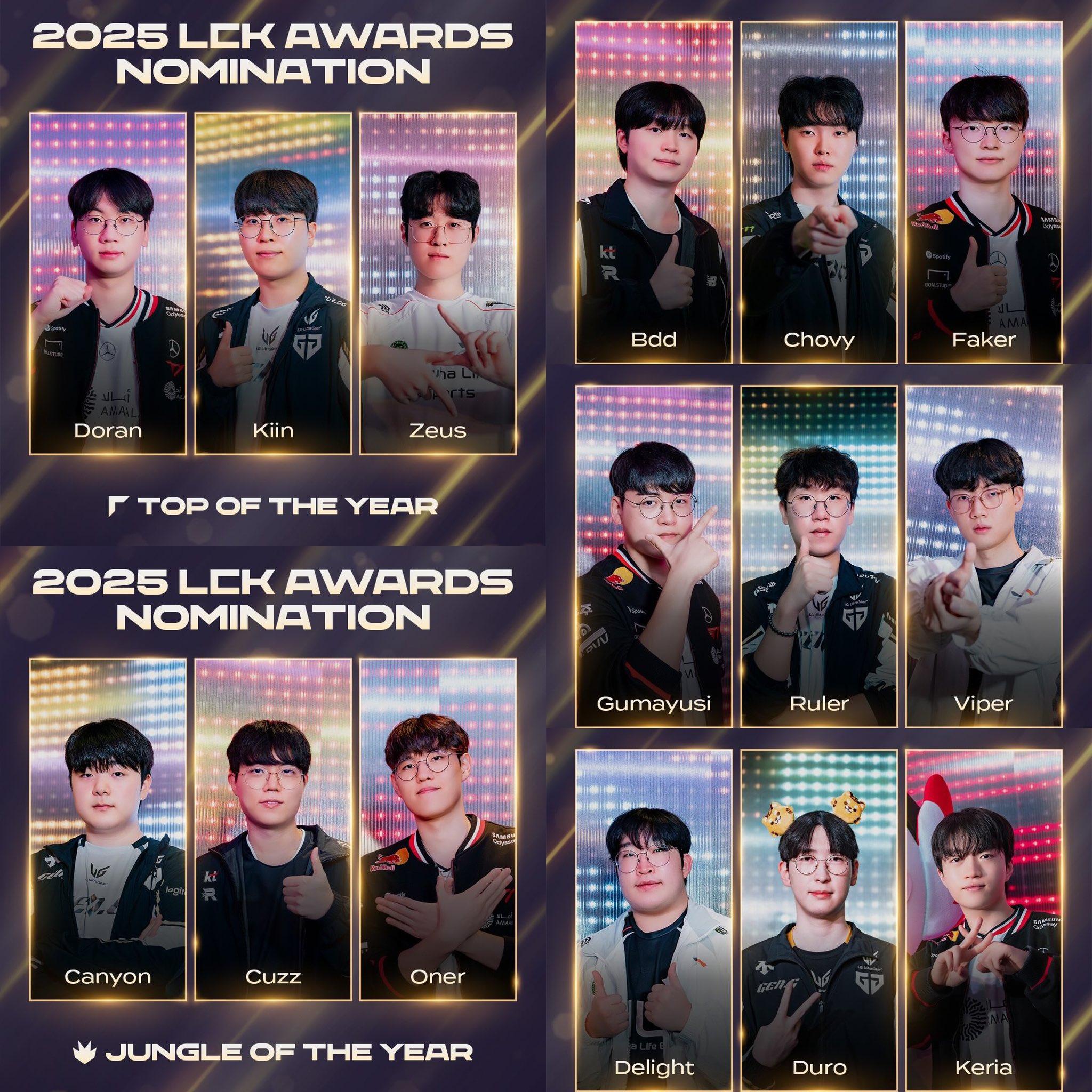 LCK Awards 2025 Nominees 