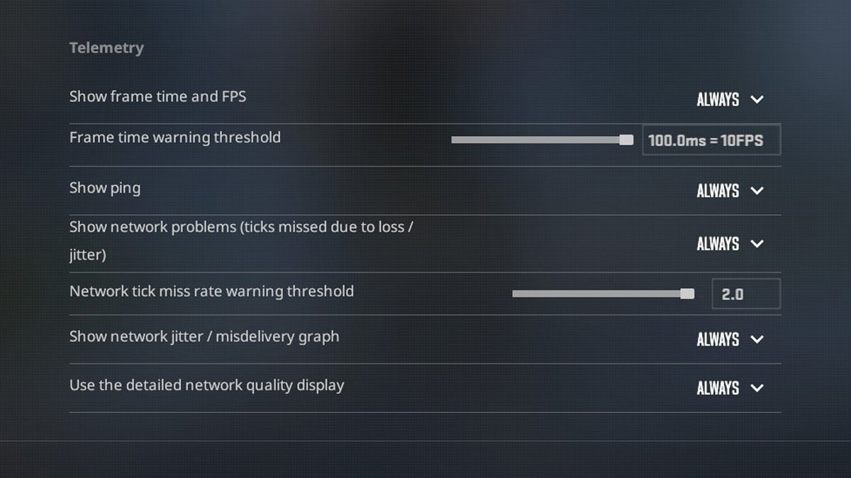 Telemetry CS2 Settings