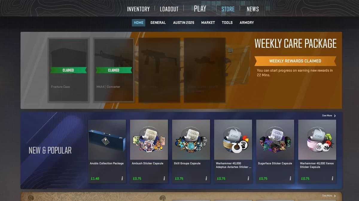 Weekly Care Package System (Image via CS2)