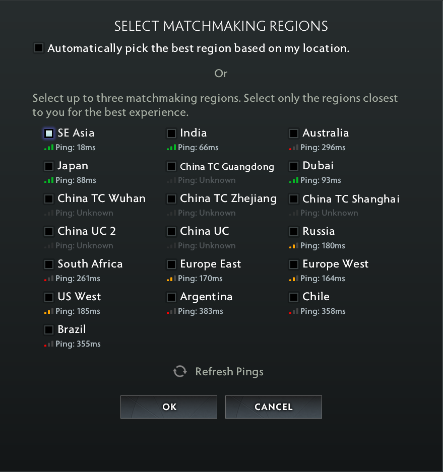 Dota 2 Server Ping