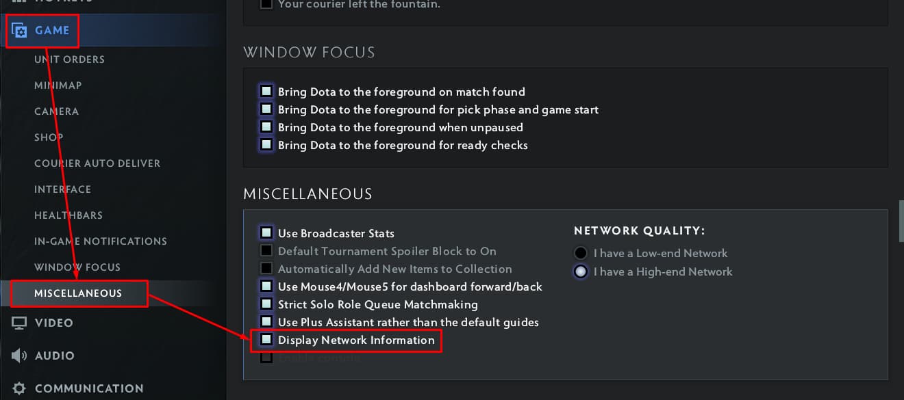 Dota 2 Ping Settings
