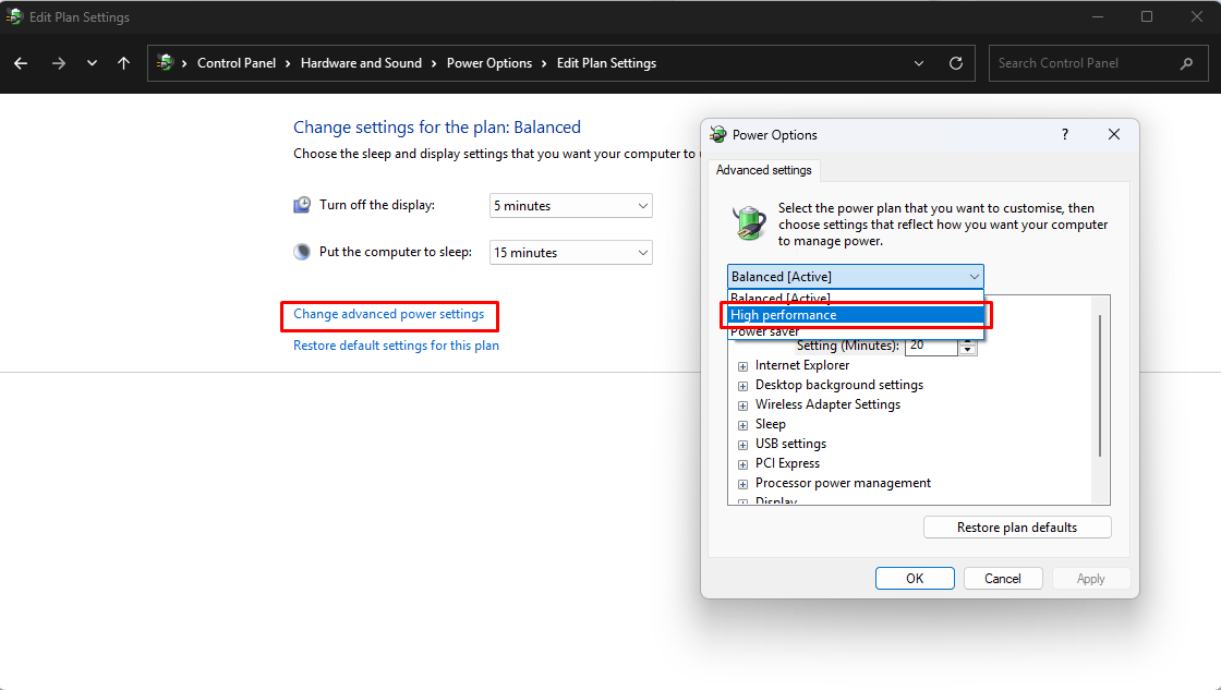 Windows High Performance Mode