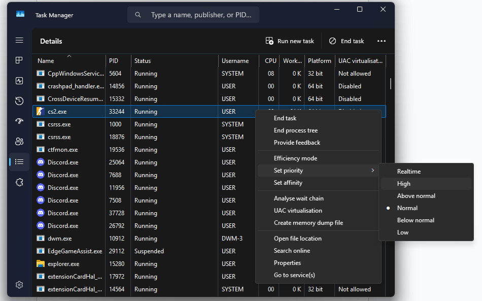 CS2 High Priority Mode