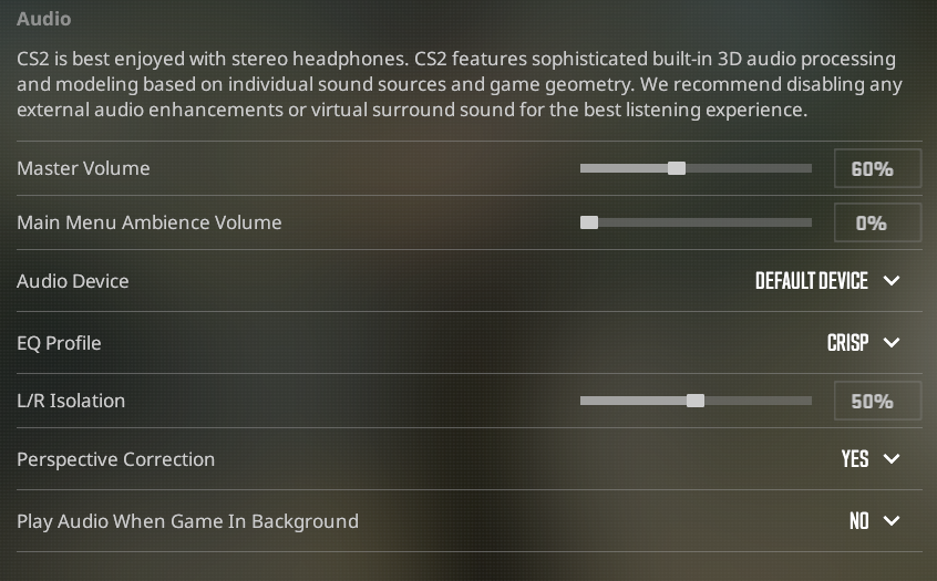 CS2 Audio Settings