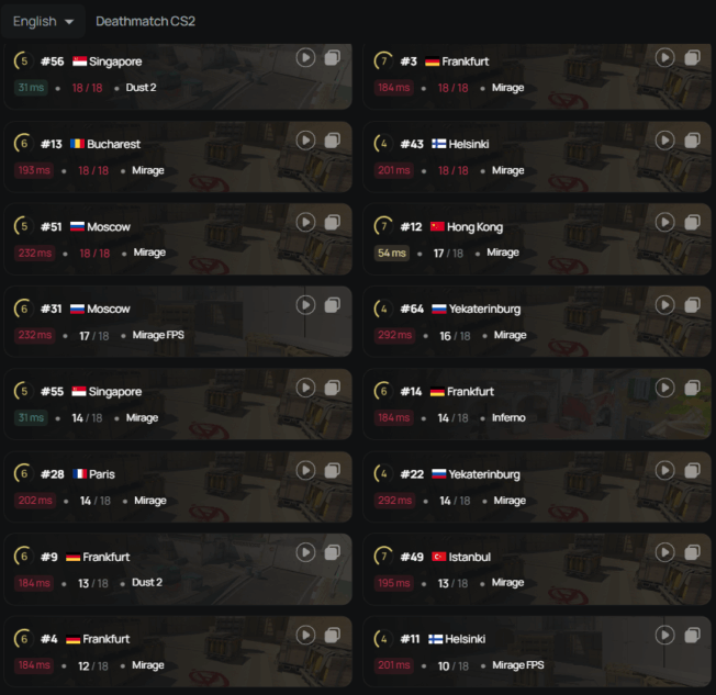 XPlay displays very useful server information on its website