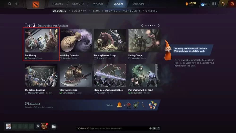 pelatih serangan terakhir dota 2