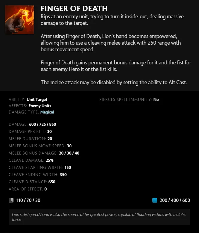 lion finger of death dota 2